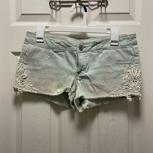 MOSSIMO SUPPLY light blue shorts with side lace detail. Size 7